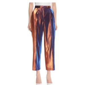 NWT Dries Van Noten Metallic Penny Shiny Lamé Pants